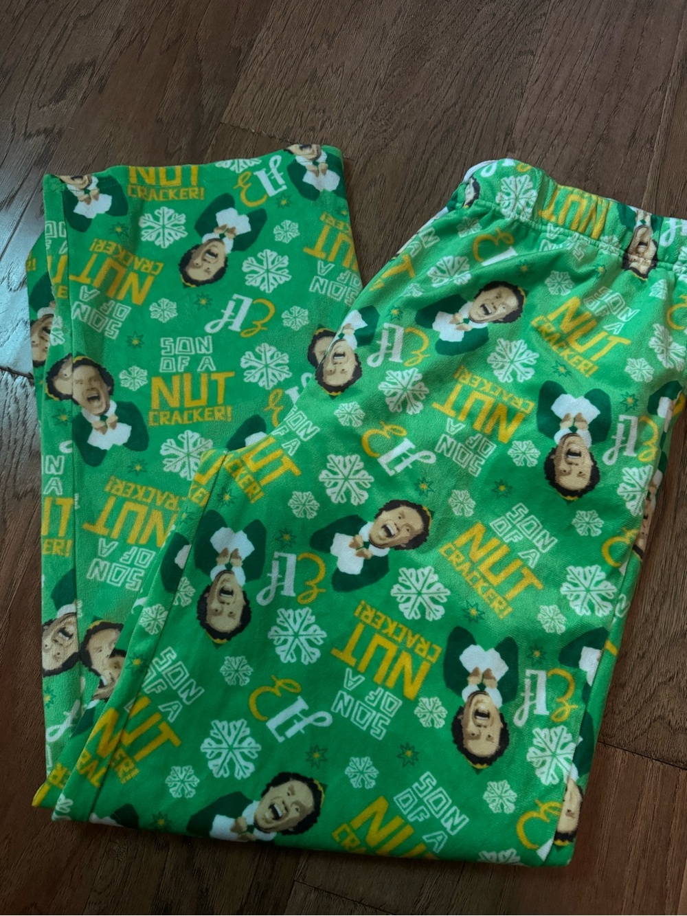 ELF Men's Green Holiday Pajama Pants with Yellow Accents